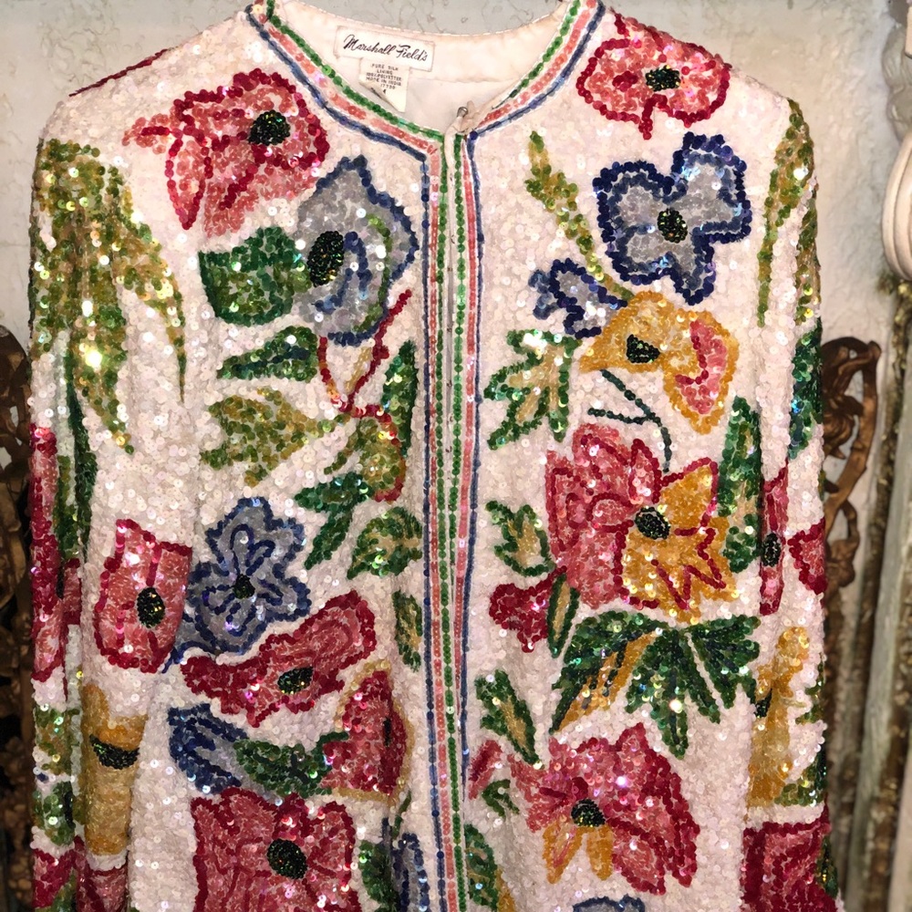 Marshall Field’s White Beaded Sequin Jacket